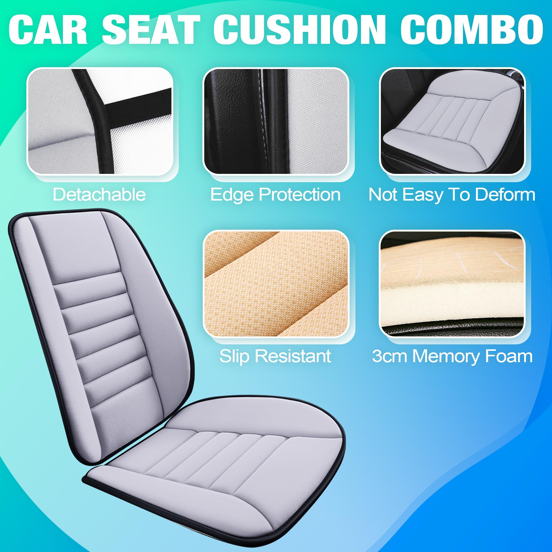 MYFAMIREA Truck Seat Cushion, Memory Foam Trucker Seat Cushion for Truck Driver Long Sitting with Adjustable Strap, Back Support and Pain Relief for Trucker Driving Car Office Chair and Pain Dormly