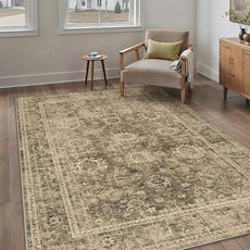 3x4 Washable Area Rug for Entryway Brown Vintage Non-Slip Low Pile Distressed Rustic Carpet Lightweight Vacuumable Door Mat Soft Small Door Mat Small Throw Rug for Entrance