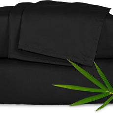 Pure Bamboo King Sheets, Genuine 100% Organic Viscose Derived from Bamboo Bed Sheet Set, Luxuriously Soft & Cooling, Double Stitching, 2 Year Quality Promise (King, Black)