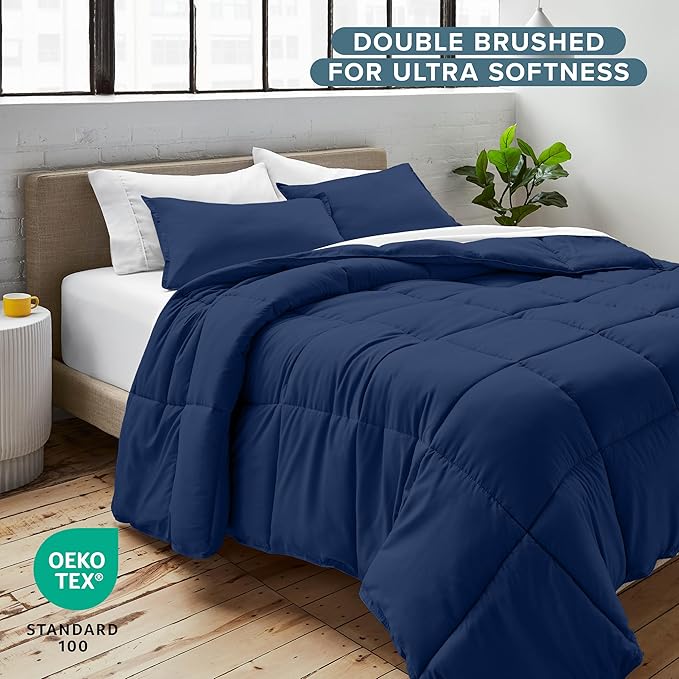 Bare Home Comforter Set - Ultra-Soft - Goose Down Alternative - Premium 1800 Series - All Season Warmth (Twin/Twin XL, Dark Blue)