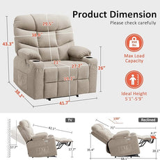 MCombo Oversized Power Lift Recliner Chair with Extended Footrest, Extra Wide 27.2