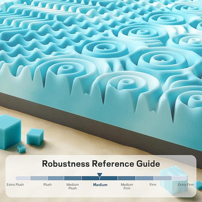 4 Inch Memory Foam Mattress Topper, 7-Zone Twin Mattress Topper with Cooling Gel, CertiPUR-US Certified for Pressure Relief & Enhanced Sleep Comfort