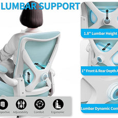 Office Chair - Ergonomic Desk Chair with Adjustable Lumbar Support, Mesh Computer Chair, Executive Office Chairs for Adults, Wide Seat Office Chair Back Support for Tall Men (Lake Blue)