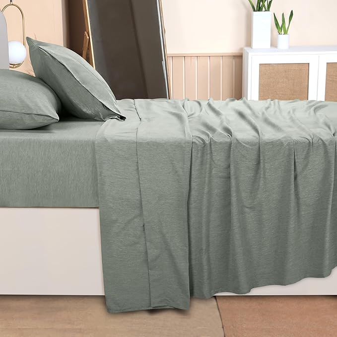Utopia Bedding Queen Sheet Set – 4 Piece Bed Sheets for Queen Size Bed, Soft and Breathable Microfiber, Includes 1 Fitted Sheet, 1 Flat Sheet and 2 Pillowcases (Heather Sage)