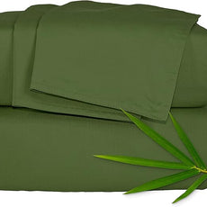 Pure Bamboo Twin Sheets, Genuine 100% Organic Viscose Derived from Bamboo Bed Sheet Set, Luxuriously Soft & Cooling, Double Stitching, 2 Year Quality Promise (Twin, Pesto)