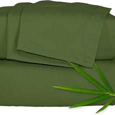 Pure Bamboo King Sheets, Genuine 100% Organic Viscose Derived from Bamboo Bed Sheet Set, Luxuriously Soft & Cooling, Double Stitching, 2 Year Quality Promise (King, Pesto)