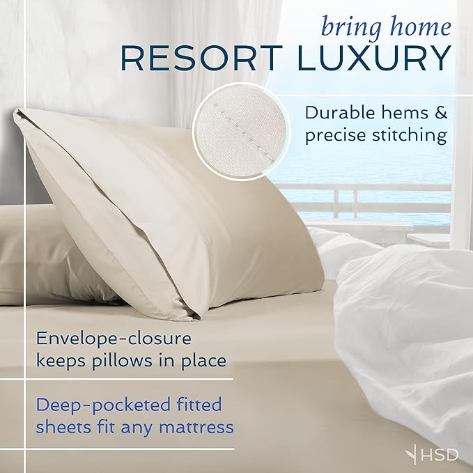Hotel Sheets Direct 4 Piece Bed Sheet Set King Size, 100% Viscose Derived from Bamboo Sheets Set with 2 Pillowcases, Cooling & Breathable Luxury Bedding, Moisture-Wicking & Silky Soft, Dark Gray