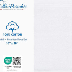 Cotton Paradise Hand Towels for Bathroom, 100% Cotton Turkish 4 Piece Hand Towel Set, Soft Absorbent Face Towels, White Hand Towels