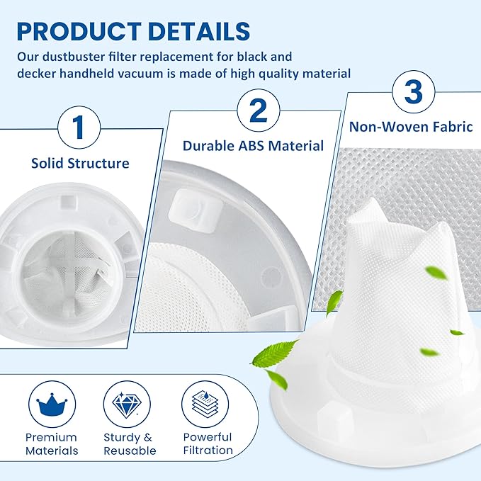9 Pack Filter Replacement for Black and Decker Power Tools VF110 Dustbuster Cordless Hand Vacuum CHV1410L CHV9610 CHV1210 CHV1410 CHV1510 BDH2000L, 90558113-01