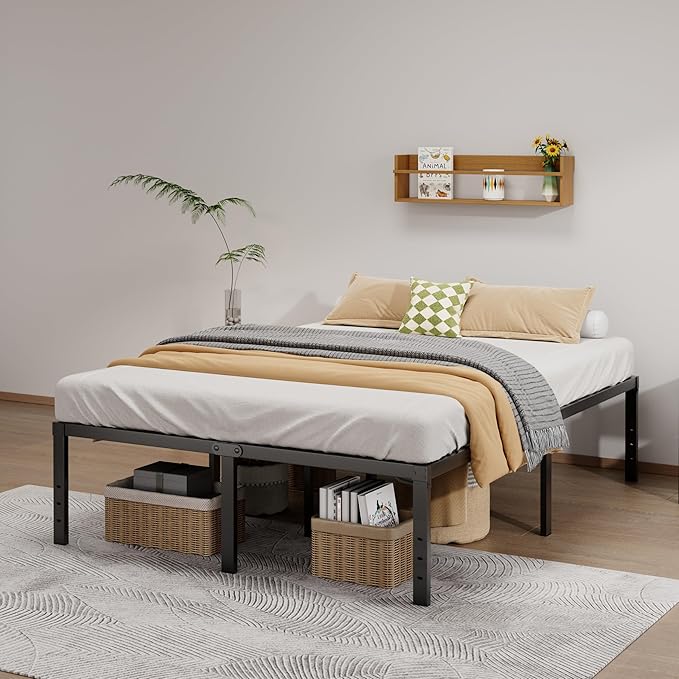 Metal Bed Frame Full Size - 18 Inch Heavy-Duty Full Platform Bed Frame No Box Spring Needed, Easy Assembly, Noise-Free, Sturdy Mattress Foundation, Underbed Storage Space