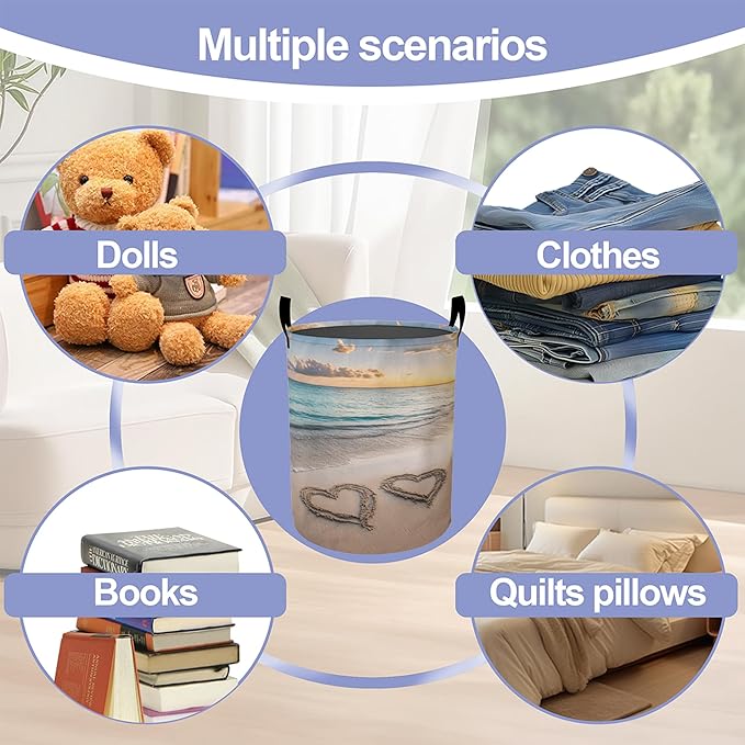 Laundry Basket-Starfish On A Beach Sand Foldable Waterproof Oxford Cloth Funny Tote Bag Laundry Hamper Clothes Storage Bucket Organizer For Bathroom/Laundry Storage/Bedroom Storage Basket