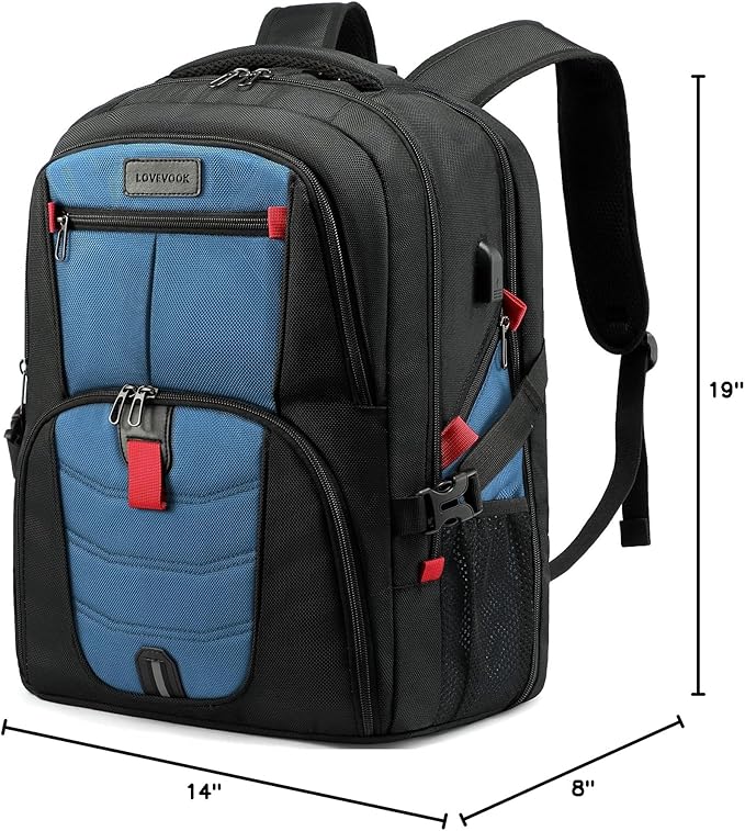 LOVEVOOK Travel Laptop Backpack with Lock and 17 Large Computer Business Work Backpack for Men (Blue-Lunch, 17 inch)