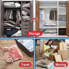 10 Pack Large Vacuum Storage Bags for Comforters, Blankets & Clothes – Vacuum Sealed Compression Bags with Hand Pump – Space Saver Storage Bags for Bedding, Moving, Travel & Organization