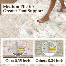 9x12 Area Rug Beige Grey Abstract Living Room Bedroom Carpet Neutral Modern Non Slip Soft Medium Pile Indoor Large Throw Rug for Dining Room Office