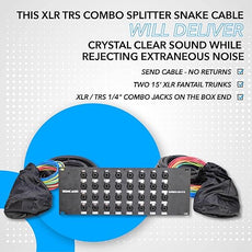 Seismic Audio - SARMSS-32x1515 - 32 Channel XLR TRS Combo Splitter Snake Cable - two 15' XLR trunks
