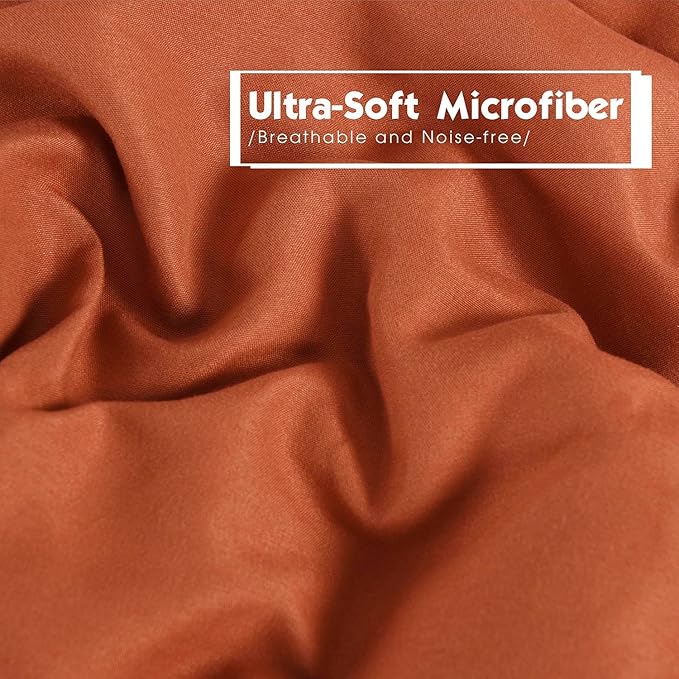 HIG 3pc Burnt Orange Queen Size Comforter Set - All Season Reversible Down Alternative Comforter with Sham - Quilted Duvet Insert with Corner Tabs - Box Stitched - Breathable, Soft, Fluffy