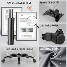 PU Leather Executive Office Chair, Ergonomic High-Back Computer & Gaming Chair with Adjustable Height, Rolling Swivel & Flip-Up Armrests, Comfy Padded Seat for Home Office-Gray