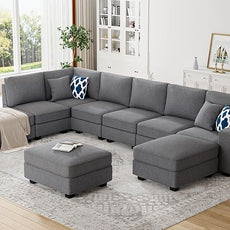 Legend Vansen Modular Sectional Sofa U Shaped Couch with Ottoman Modern Reversible Corner Sectional Couch for Living Room (Dark Grey, U Shaped Sofa-4)