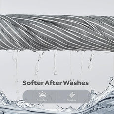 JELLYMONI Cotton Duvet Cover Queen Size - Black Vertical Pinstriped Comforter Cover with Button 100% Washed Cotton 3PCS Breathable Soft Solid Bedding Set Duvet Cover 90×90in & 2 Pillowcases