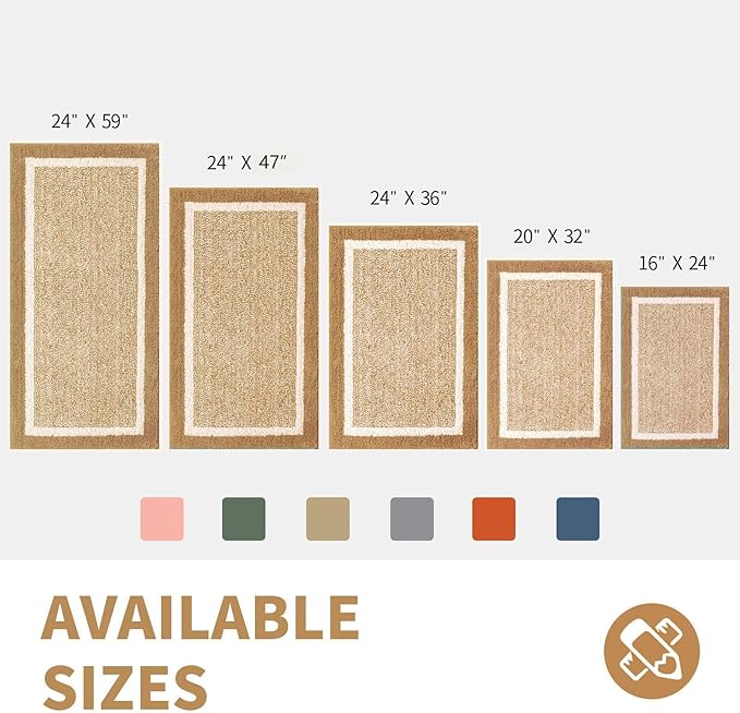 CozeCube Bath mats for Bathroom Non Slip, Fluffy Absorbent Microfiber Bath mat Washable, Aesthetic Bathroom Rugs, Small Beige Bath mat, Beige, 24" x 16"