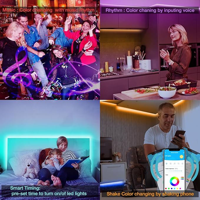 DAYBETTER Smart RGB Led Strip Lights, 200ft Led Lights for Bedroom with App Control, Multicolor Changing Led Light Strips Apply for Home Decor, Living Room, Kitchen, Home Party Decoration