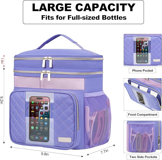 Portable Shower Caddy College, Quickly Dry Tolietry Mesh Tote Bag for Dorm Room Essentials, Hanging Bathroom Organizer Bag for Travel, Gym, Camping (Purple)