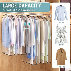 Clear Garment Bag for Hanging Clothes 10” Gusseted, (40&50