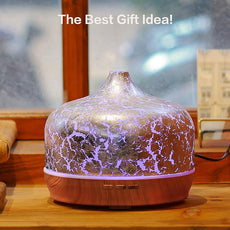 Porseme 500ml Essential Oil Diffuser Silver Plated Glass Aromatherapy Ultrasonic Humidifier - Auto Shut-Off, BPA Free for Home Hotel Yoga SPA Gift