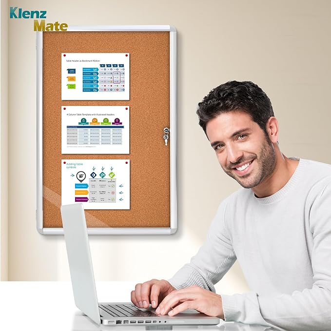 36"x24" Enclosed Cork Bulletin Board Tamper-Proof Dispaly Case,Brown Fabric&Aluminium Frame,Shatter Resistant Lockable Bulletin Board with Clear Acrylic Door for School,Office,Mall,Community,Hospital