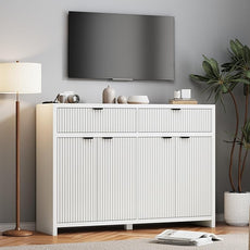 Fluted Sideboard Buffet Cabinet with Storage Drawers, 55