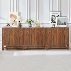 Sideboard Buffet Cabinet with Storage Set of 2, 63” Mid Century Modern Storage Cabinet with Adjustable Shelf and 4 Doors for Dining Room, Living Room,Entry