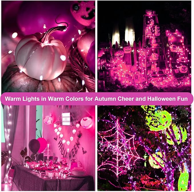 ZGWJ Fairy Lights Battery Operated, 50 Pack Twinkle String Lights 20 LED 7FT 3 Lighting Modes for Bedroom Decor, Easter, Halloween, Christmas, Party Indoor and Outdoor Decoration Pink