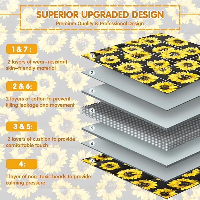 yescool Weighted Blanket 10 Pounds Twin Cooling Weighted Lap Blanket, Sunflower Heavy Blanket for Sleeping, Weighted Throw Blanket Gift for 80-110lbs, 48"x72"