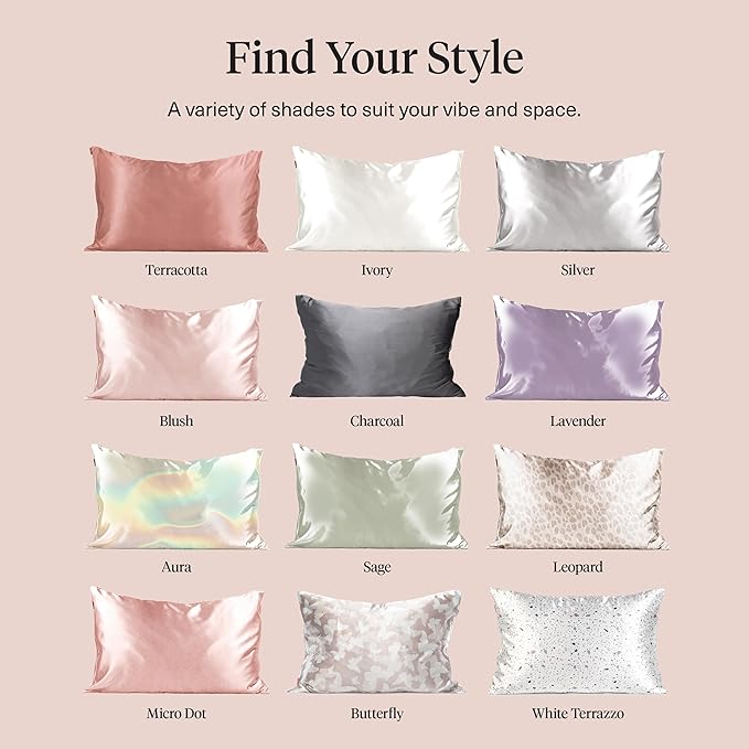 Kitsch Satin Pillowcase with Zipper for Hair & Skin, Softer Than Silk Pillow Cases Queen, Wrinkle-Free, Smooth and Cooling Satin Pillow Covers, Standard Size 19"x26" - Sage