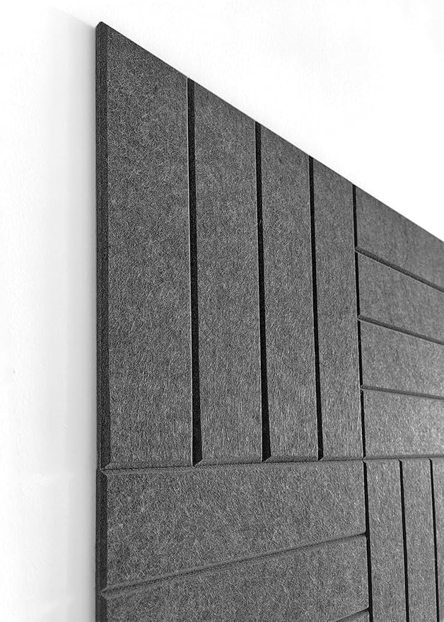 Felt Bulletin Board Tiles | Modern Cork Board Alternative | Large Cork Boards for Walls | Aesthetic Felt Wall Panels for Office & Home Decor | Pinboard & Photo Board (12-Pack) | Gray Black