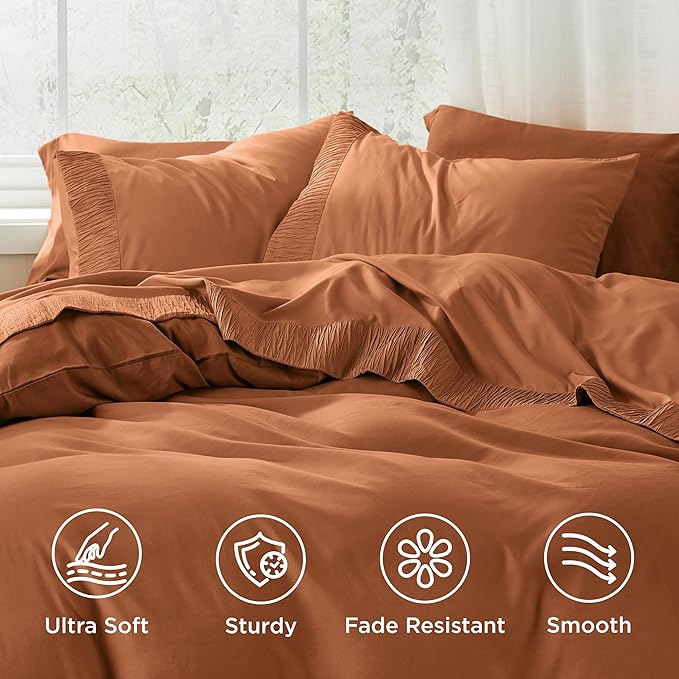 Bedsure King Size Sheets Set - 4 Pieces Soft King Sheets - Breathable & Cooling - Hotel Luxury - Easy Care Polyester Microfiber Bedding for Women, Men, Terracotta
