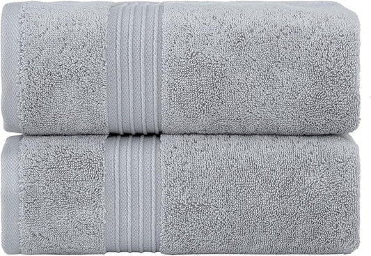 Milara Turkish Super-Plush Bathroom Hand Towels Set 2-Piece | Premium Cotton Hand Towels Set Absorbent, Durable with Hanging Loops | Silver Gray Color Hand Towel, (16 x 30 Inches)