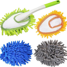 Microfiber Duster for Cleaning, Hand Washable Dusters with 4 pcs Replaceable Microfiber Head,Wet and Dry Use, Detachable Cleaning Supplies for Office, Car, Window, Furniture, Wall