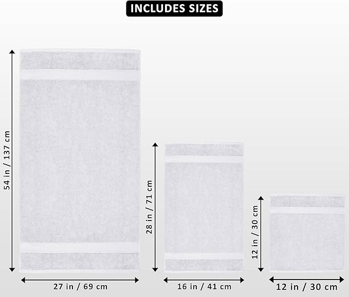 Utopia Towels 8 Piece Luxury Towel Set – Majestic Plush, Super Absorbent & Quicker-to-Dry, Thick 100% Ring Spun Cotton Towels for Bathroom, Spa & Hotel – 2 Bath, 2 Hand, 4 Washcloths, White