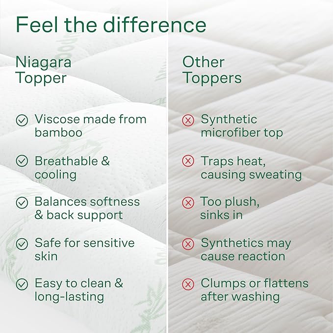Ultra Soft California King Size Mattress Topper - Viscose Made from Bamboo Pillow Top Mattress Pad for Back Pain Relief - Naturally Cooling for Hot Sleepers, Green