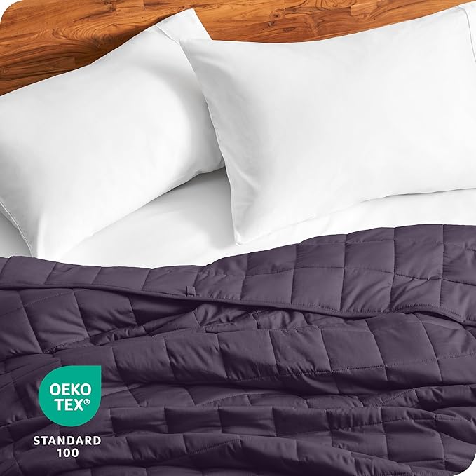 Bare Home Weighted Blanket King Size 25lb (80" x 87") for Adults - All-Natural 100% Cotton - Premium Heavy Blanket Nontoxic Glass Beads (Eggplant, 80"x87")