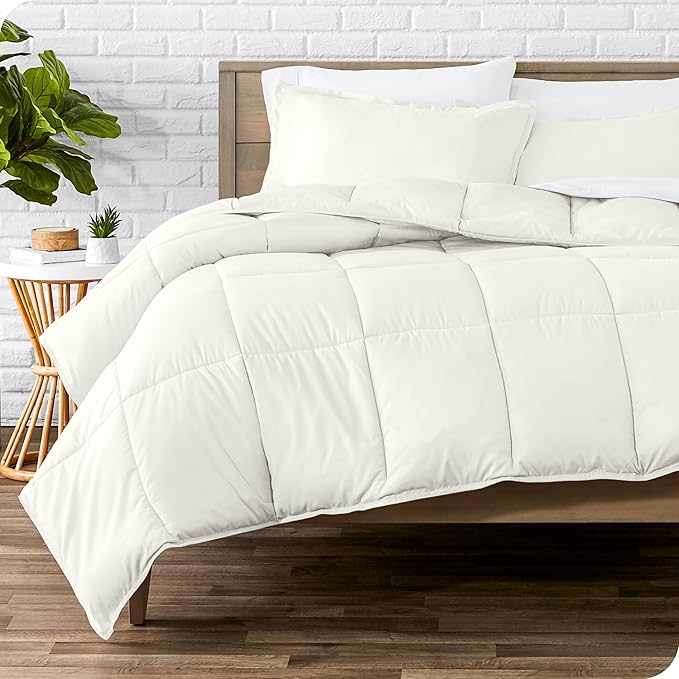 Bare Home Comforter Set - Oversized Queen Size - Ultra-Soft - Goose Down Alternative - Premium 1800 Series - All Season Warmth (Queen Oversized, Cream)