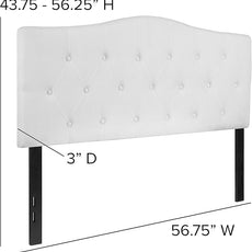 EMMA + OLIVER Tufted Upholstered Full Size Headboard in White Fabric