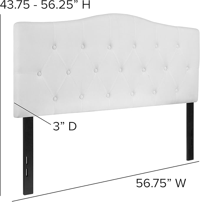 EMMA + OLIVER Tufted Upholstered Full Size Headboard in White Fabric