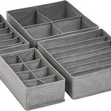 Amazon Basics Dresser Drawer Storage Organizer for Undergarments, Set of 4 - Gray