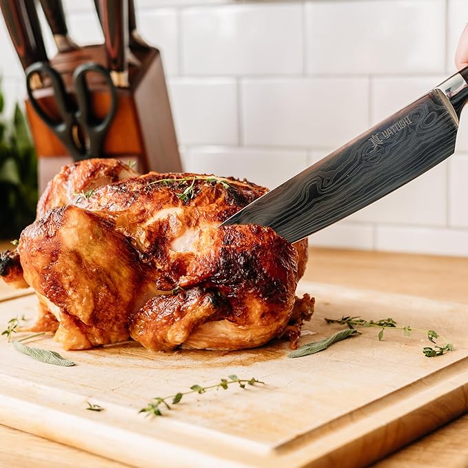 Yatoshi 9 Piece Block Set - Pro Kitchen Knife Set Ultra Sharp High Carbon Steel with Ergonomic Handle