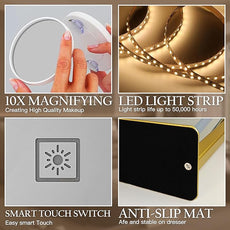 ROLOVE Gold Vanity Mirror with Lights 15