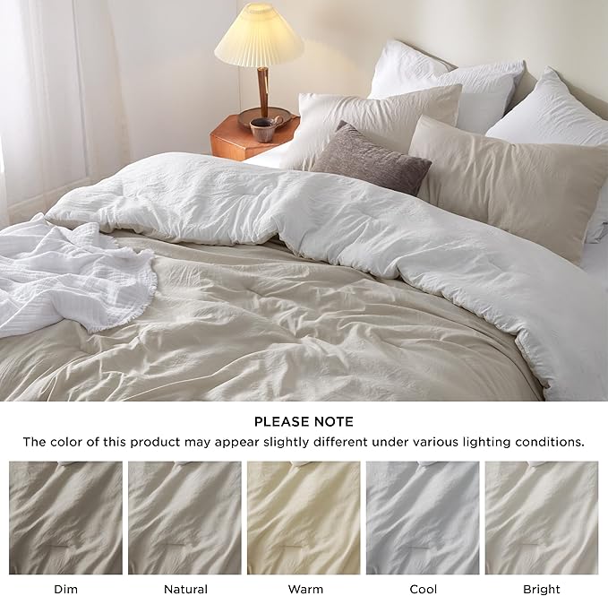 Bedsure Twin/Twin XL Comforter Set, Reversible Beige Soft Prewashed Bedding for All Seasons, 2 Pieces Warm Down Alternative Bed Set, 1 Lightweight Comforter (68"x88") and 1 Pillowcase