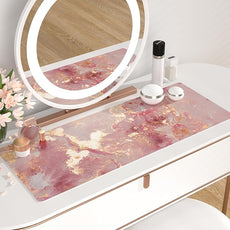 QIYI Large Mouse Pad, Cute Pink Desk Mat for Desktop, Women Girls PU Leather Waterproof Gaming, Rose Gold Marble Computer PC Laptop Protector Writing Pads for School Office Home 31.5