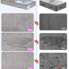 punemi Under Bed Storage Containers, Below 4 Inches Tall Low Profile Underbed Storage, NO STRUCTURE, Soft Foldable Underbed Cloth Storage Bags, Zipper Blanket Storage Container, 2Pack, 20x40x3.7in